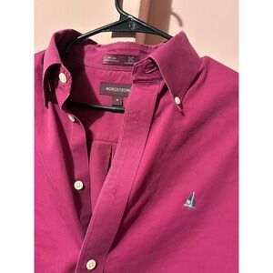 Nordstrom Smartcare Mens Magenta Pink Cotton Button Down Sailboat Shirt Medium